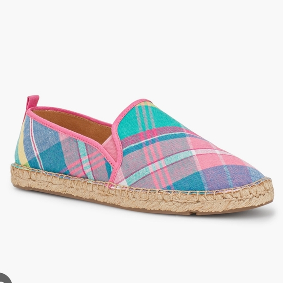 Madras Cotton Pastel Izzy Espadrilles Preppy Coastal Beachy Vacation Summer 8.5 - Picture 1 of 13